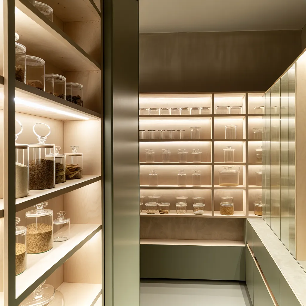 Luxury Nordic pantry with custom shelving